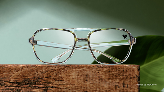 Glasses with heart on lens.